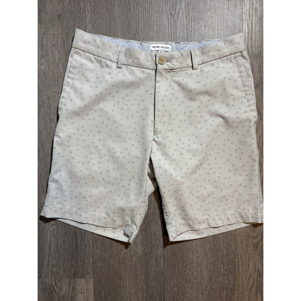 Peter Millar Crown Sport Salem Shorts 8" Gray Golf Carts Preppy Stretch Men's 30